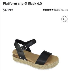 Soda Women Wedge Sandals Open Toe Ankle Strap Flatform Espadrilles Black 6.5